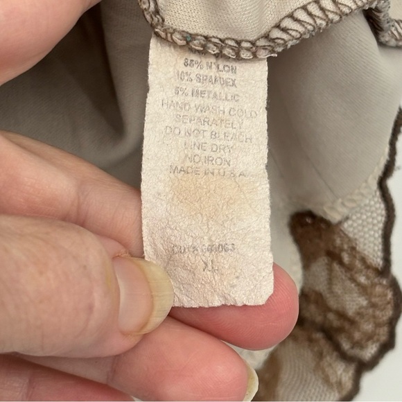 Y2K vintage babydoll lace brown retro whimsical sparkle top 2000 soft girl XL - Picture 3 of 7